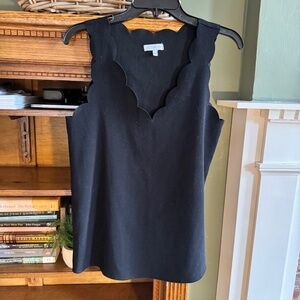 Black Scalloped Tank Top, Size small. Very light weight and flattering on.